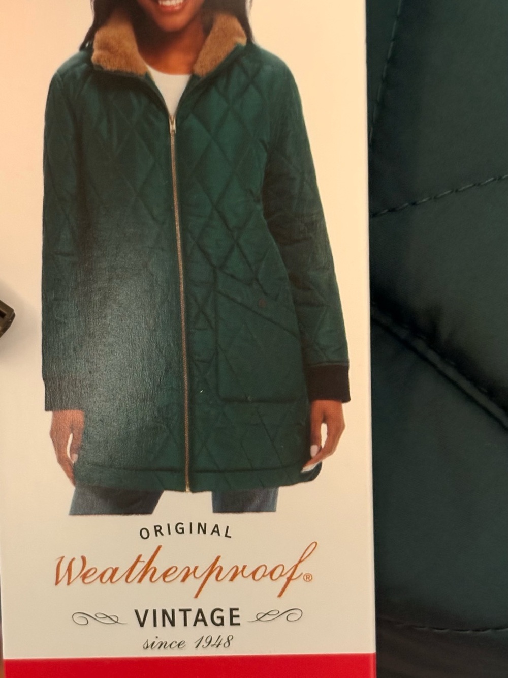 NWT Weatherproof Vintage Quilted Sherpa Jacket Green M Long Coat